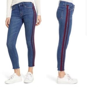 Mother The Looker Ankle Fray Women's Size 25 Keeping Love Alive Racer Side Strip